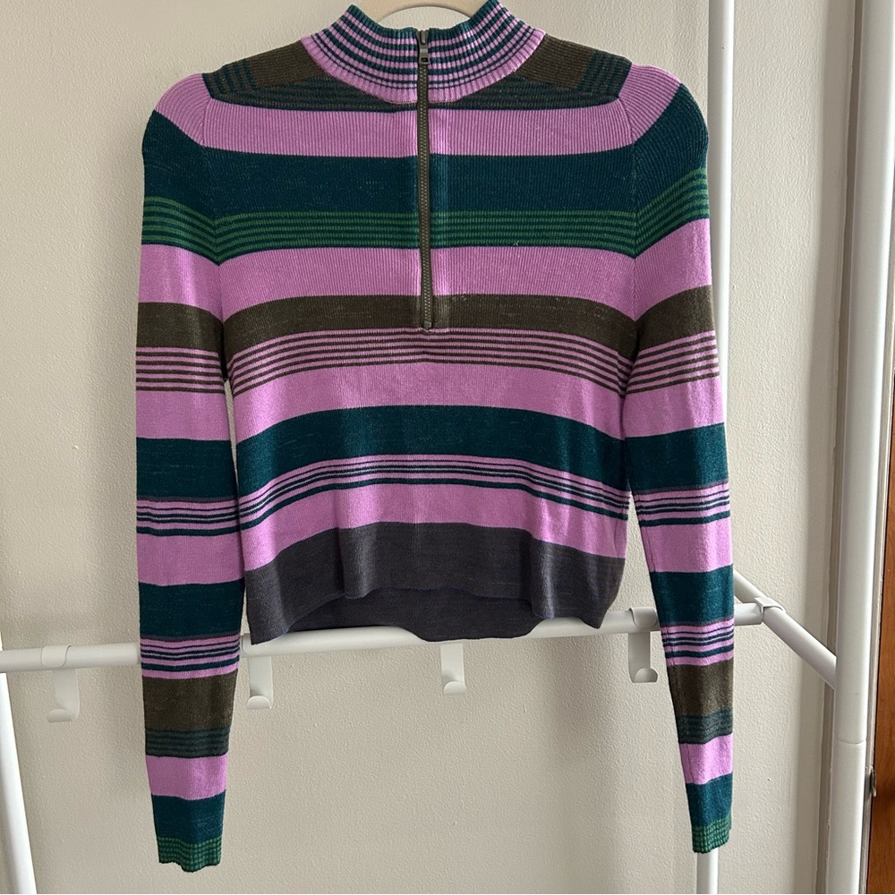 Free People cropped half zip striped sweater